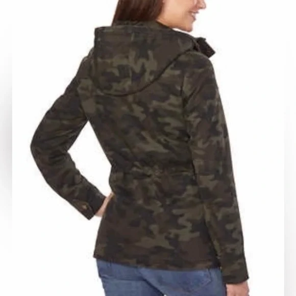 Lucky Brand Military Inspired Camo Chic Anorak Hooded Utility Jacket SZ L - Picture 5 of 9